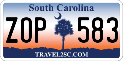 SC license plate ZOP583