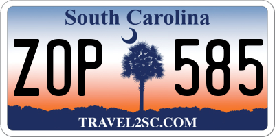 SC license plate ZOP585
