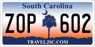 SC license plate ZOP602