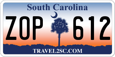 SC license plate ZOP612