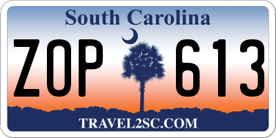SC license plate ZOP613