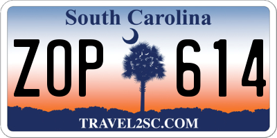SC license plate ZOP614