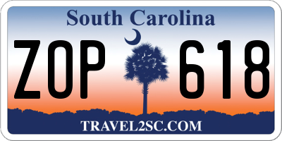 SC license plate ZOP618