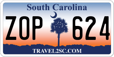 SC license plate ZOP624
