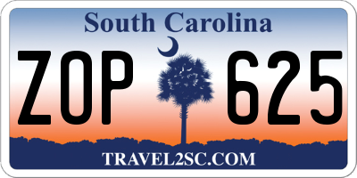 SC license plate ZOP625