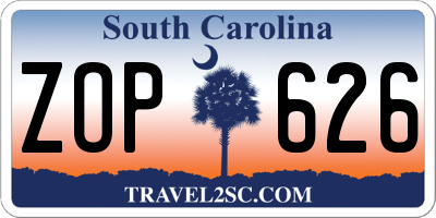 SC license plate ZOP626