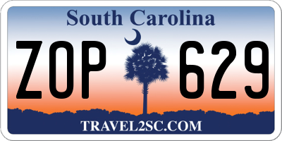 SC license plate ZOP629