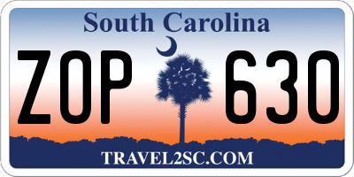 SC license plate ZOP630