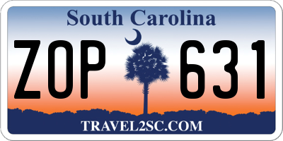 SC license plate ZOP631