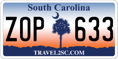 SC license plate ZOP633