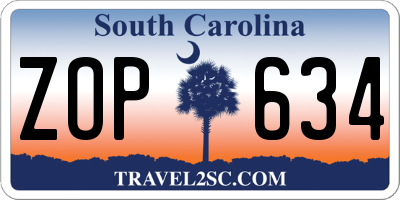 SC license plate ZOP634