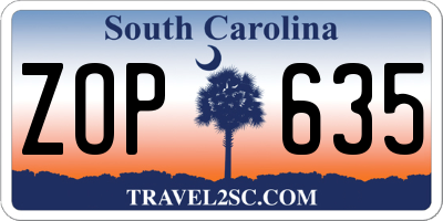 SC license plate ZOP635