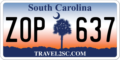 SC license plate ZOP637