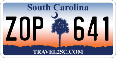 SC license plate ZOP641