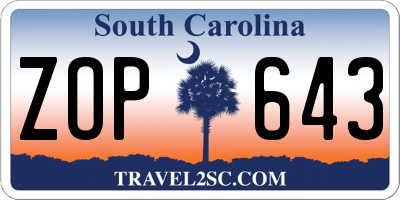 SC license plate ZOP643