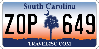SC license plate ZOP649