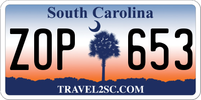 SC license plate ZOP653