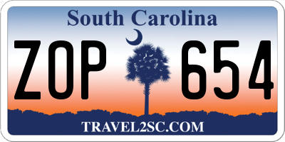 SC license plate ZOP654