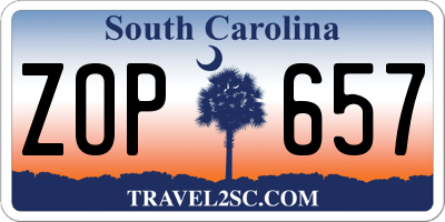 SC license plate ZOP657