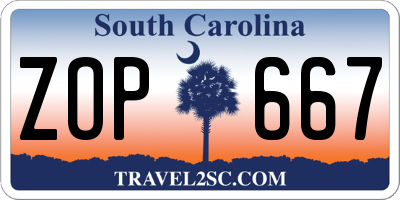 SC license plate ZOP667