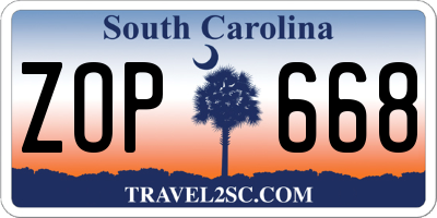 SC license plate ZOP668