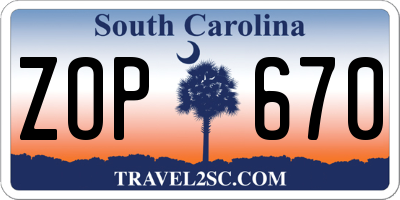 SC license plate ZOP670
