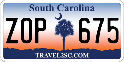 SC license plate ZOP675