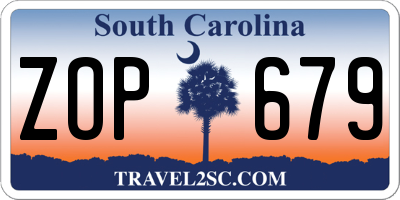 SC license plate ZOP679