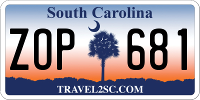 SC license plate ZOP681