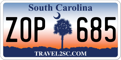 SC license plate ZOP685