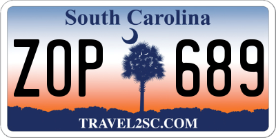 SC license plate ZOP689