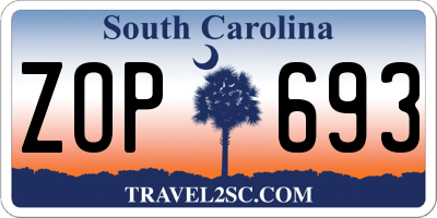 SC license plate ZOP693
