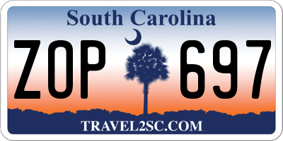 SC license plate ZOP697