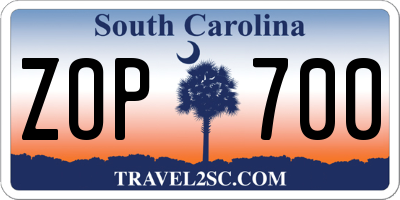 SC license plate ZOP700