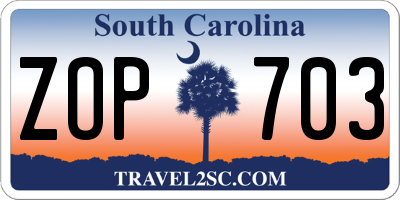 SC license plate ZOP703