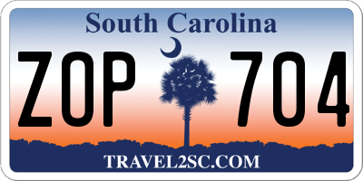 SC license plate ZOP704
