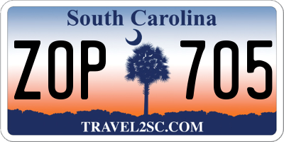 SC license plate ZOP705