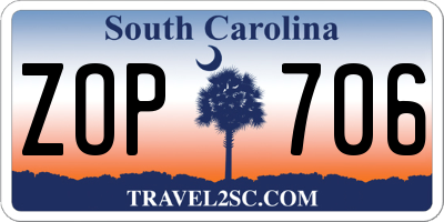 SC license plate ZOP706