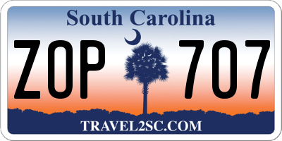 SC license plate ZOP707