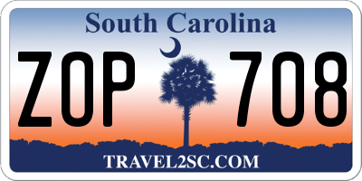 SC license plate ZOP708
