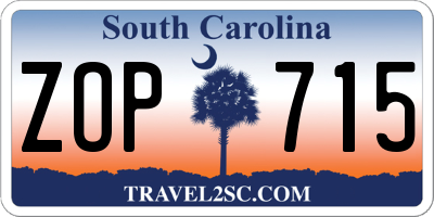 SC license plate ZOP715