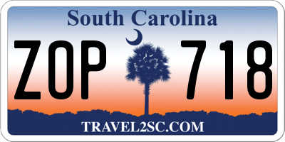 SC license plate ZOP718