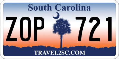 SC license plate ZOP721