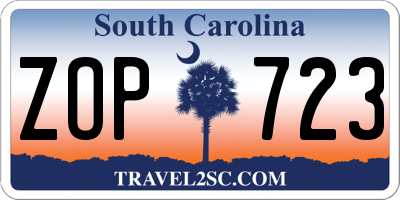 SC license plate ZOP723