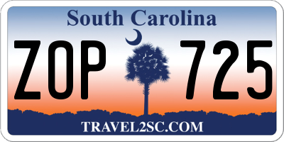SC license plate ZOP725