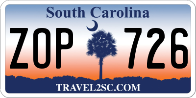 SC license plate ZOP726