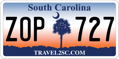 SC license plate ZOP727