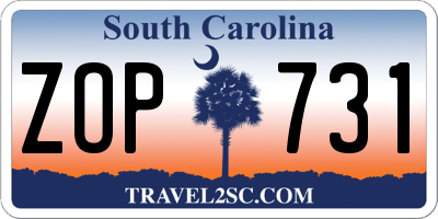 SC license plate ZOP731