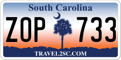 SC license plate ZOP733