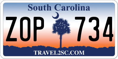 SC license plate ZOP734